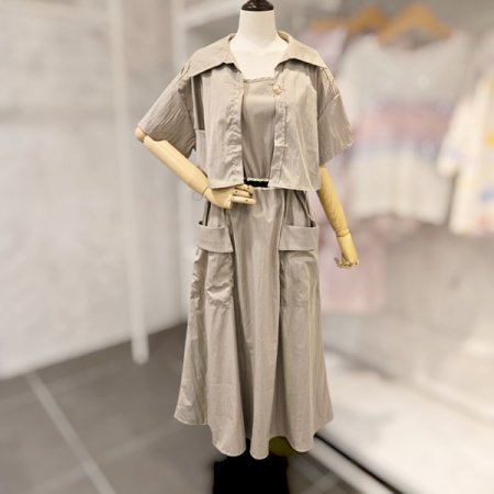 끈 롱원피스 크롭셔츠 세트