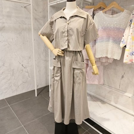 끈 롱원피스 크롭셔츠 세트