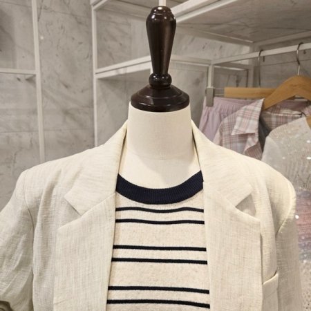 린넨 패드 하프 자켓