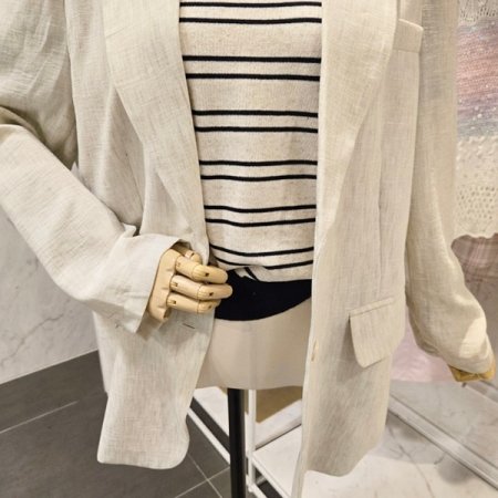 린넨 패드 하프 자켓