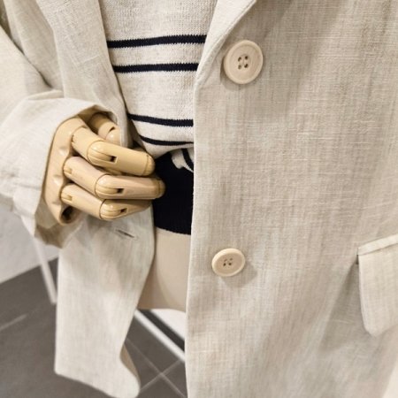 린넨 패드 하프 자켓