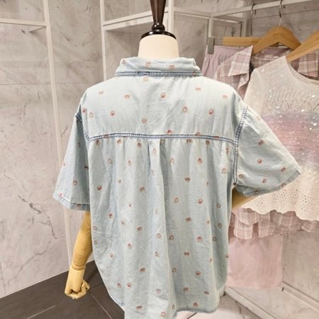 베어 프린트 카라 셔츠