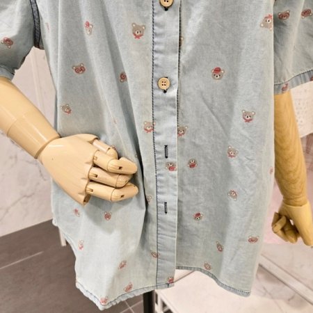 베어 프린트 카라 셔츠