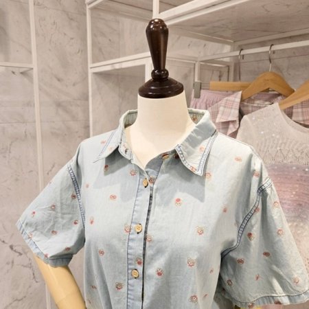 베어 프린트 카라 셔츠