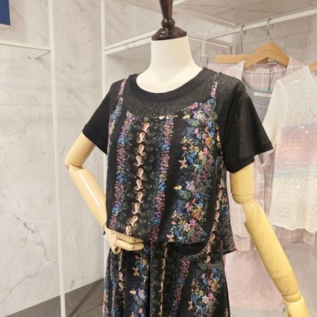 쉬폰 배색 원피스