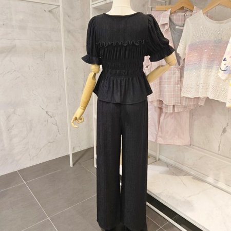 셔링 퍼프 투피스