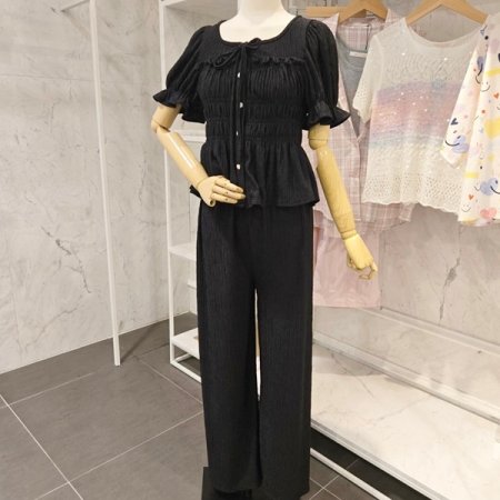 셔링 퍼프 투피스