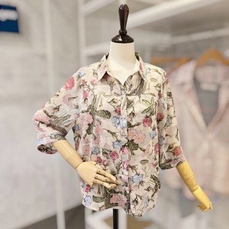 연핑크 꽃 블라우스