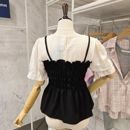 스모크 셔링 블라우스