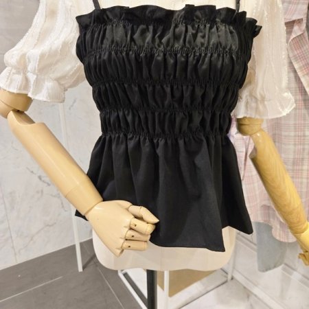 스모크 셔링 블라우스