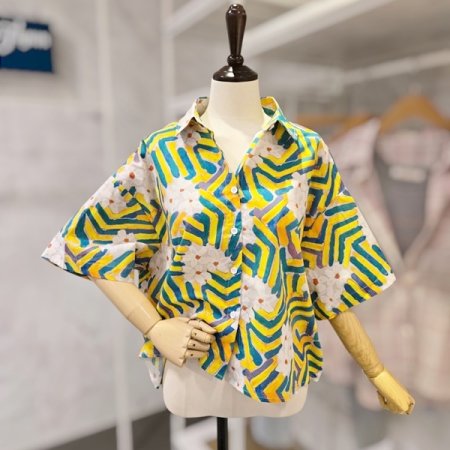 컬러풀 꽃 카라 셔츠