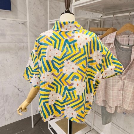 컬러풀 꽃 카라 셔츠