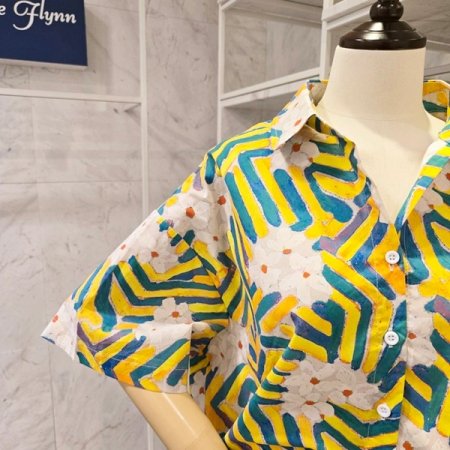 컬러풀 꽃 카라 셔츠