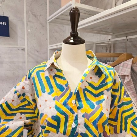 컬러풀 꽃 카라 셔츠