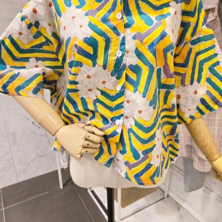 컬러풀 꽃 카라 셔츠