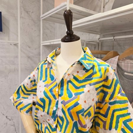 컬러풀 꽃 카라 셔츠