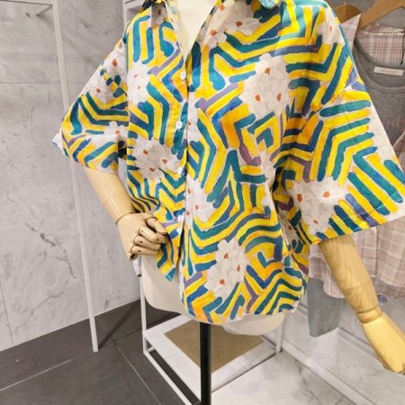 컬러풀 꽃 카라 셔츠