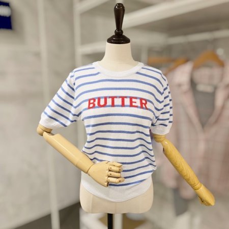 레터링 스트라이프 니트