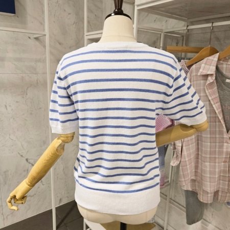 레터링 스트라이프 니트