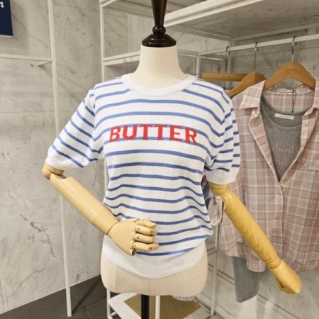 레터링 스트라이프 니트