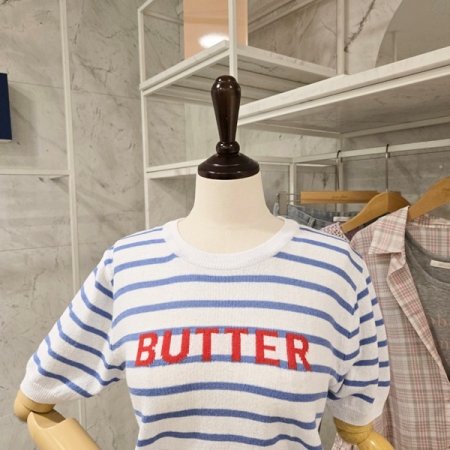 레터링 스트라이프 니트