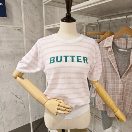 레터링 스트라이프 니트