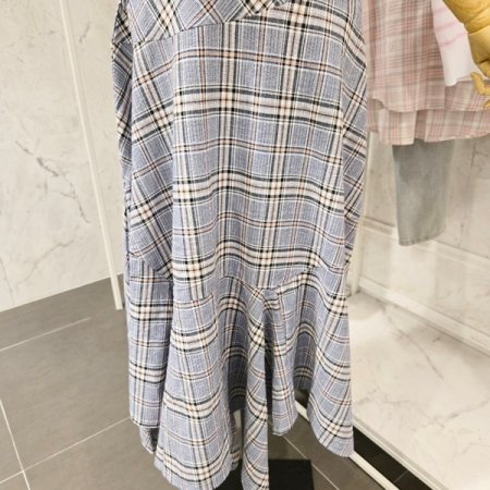 사선 체크 뷔스티에 원피스