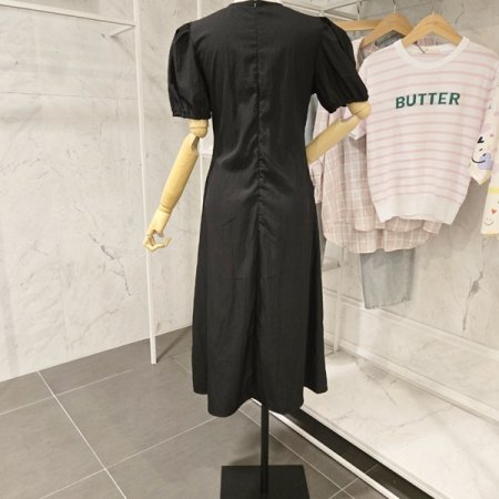 브이넥 퍼프소매 원피스