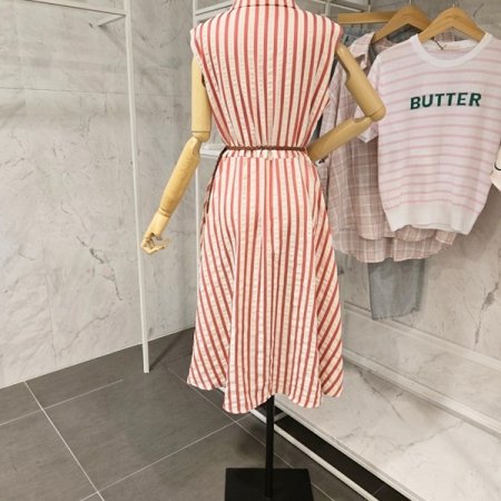 스트라이프 벨트 원피스