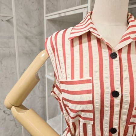 스트라이프 벨트 원피스