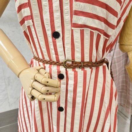 스트라이프 벨트 원피스