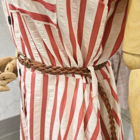 스트라이프 벨트 원피스