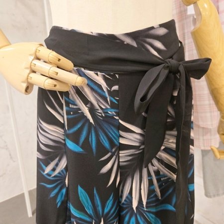 블랙 끈 야자수 팬츠