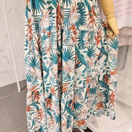 허리 밴딩 브이넥 원피스