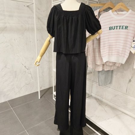 스퀘어넥 티 팬츠 투피스