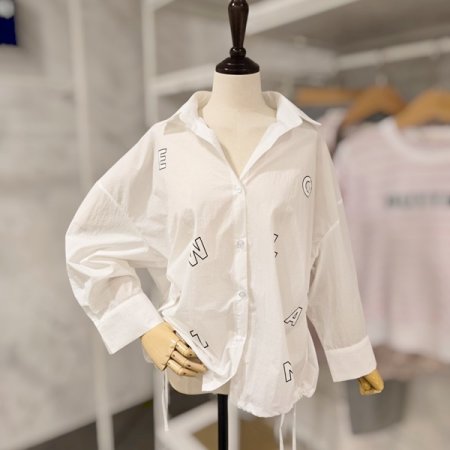 알파벳 카라 스트링 셔츠