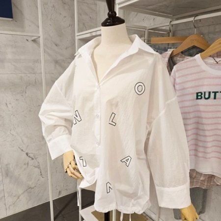 알파벳 카라 스트링 셔츠