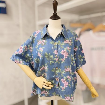 플라워 청 카라 셔츠