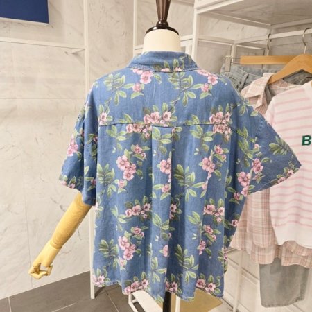 플라워 청 카라 셔츠