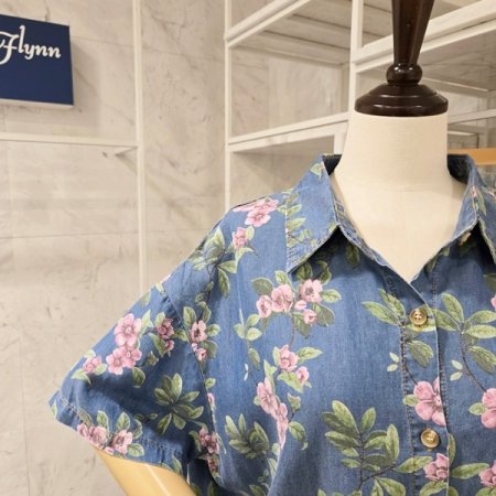 플라워 청 카라 셔츠
