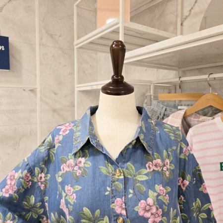 플라워 청 카라 셔츠