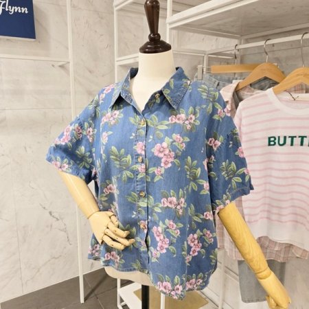 플라워 청 카라 셔츠