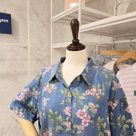 플라워 청 카라 셔츠