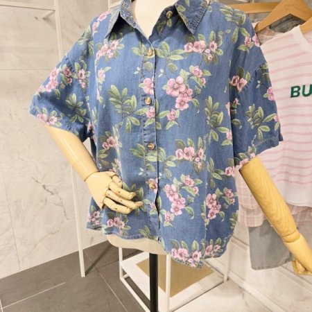 플라워 청 카라 셔츠