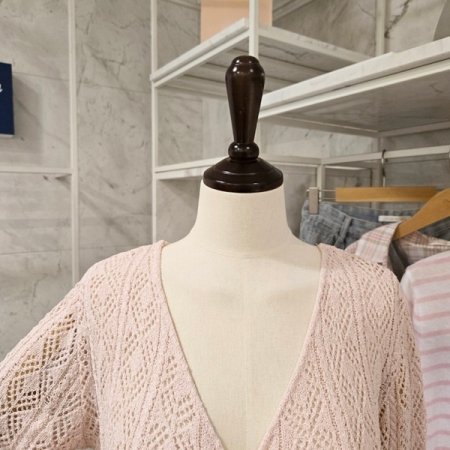 스트링 크롭 브이넥 가디건