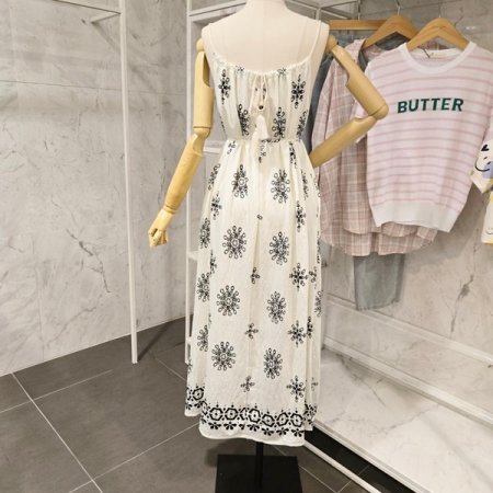 태슬 끈 롱 원피스