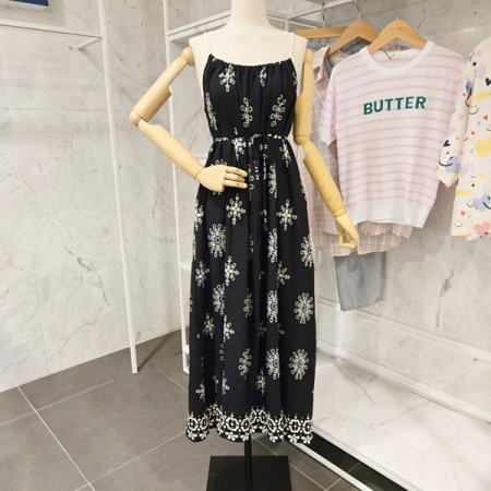 태슬 끈 롱 원피스