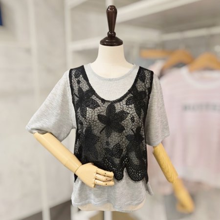 레이스 레이어드 니트