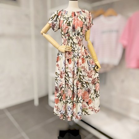 플라워 밴딩 롱 원피스