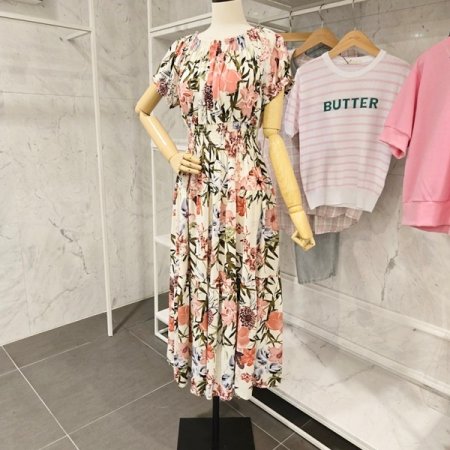 플라워 밴딩 롱 원피스